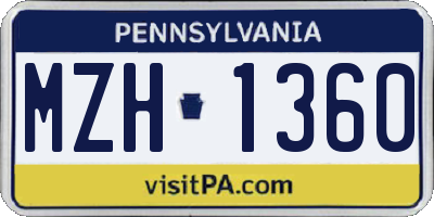 PA license plate MZH1360