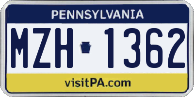 PA license plate MZH1362