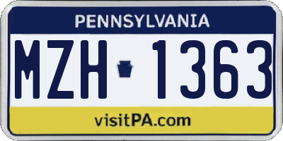PA license plate MZH1363