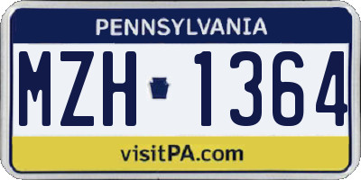 PA license plate MZH1364