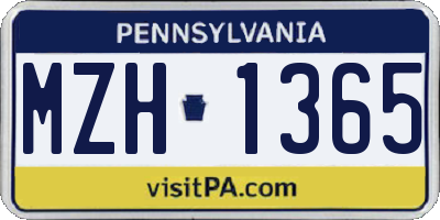 PA license plate MZH1365