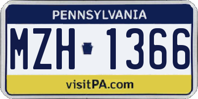 PA license plate MZH1366