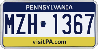 PA license plate MZH1367