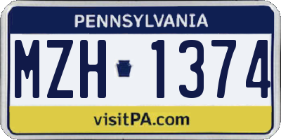 PA license plate MZH1374