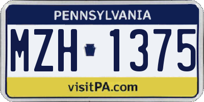 PA license plate MZH1375