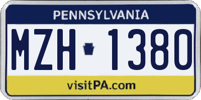 PA license plate MZH1380