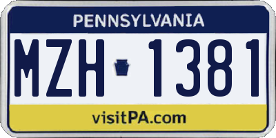 PA license plate MZH1381
