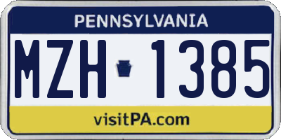 PA license plate MZH1385