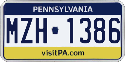 PA license plate MZH1386