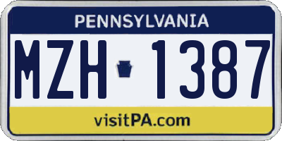 PA license plate MZH1387