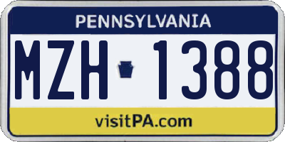 PA license plate MZH1388