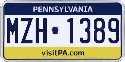 PA license plate MZH1389
