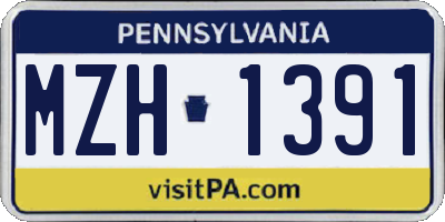 PA license plate MZH1391