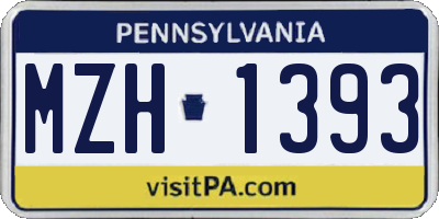PA license plate MZH1393