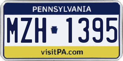 PA license plate MZH1395