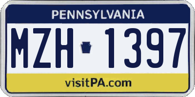 PA license plate MZH1397