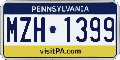 PA license plate MZH1399