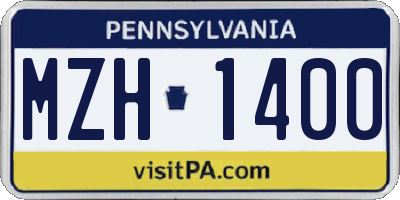 PA license plate MZH1400