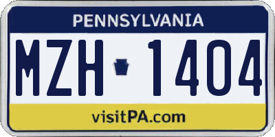 PA license plate MZH1404