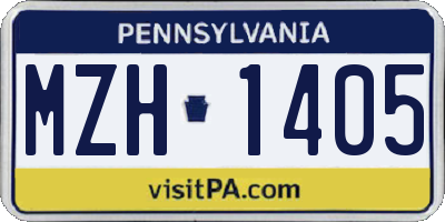PA license plate MZH1405