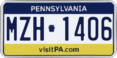PA license plate MZH1406
