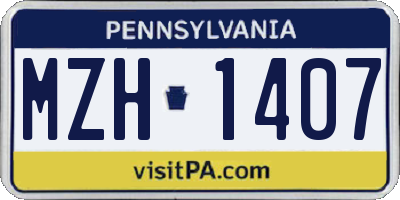 PA license plate MZH1407