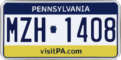PA license plate MZH1408