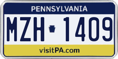 PA license plate MZH1409