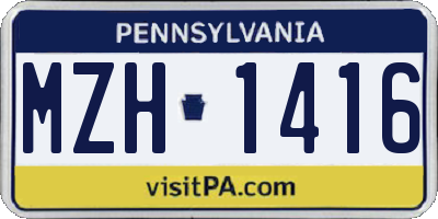 PA license plate MZH1416