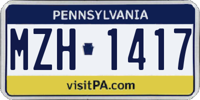 PA license plate MZH1417