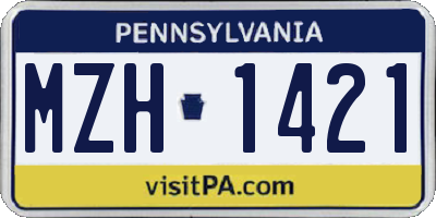 PA license plate MZH1421