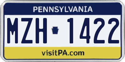 PA license plate MZH1422