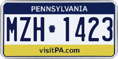 PA license plate MZH1423