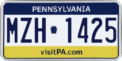 PA license plate MZH1425