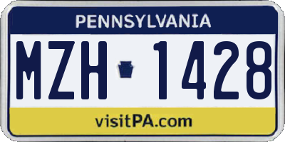 PA license plate MZH1428