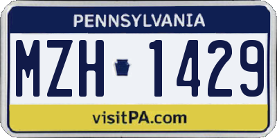 PA license plate MZH1429
