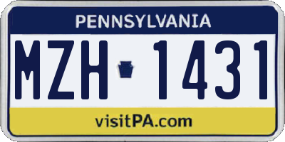 PA license plate MZH1431