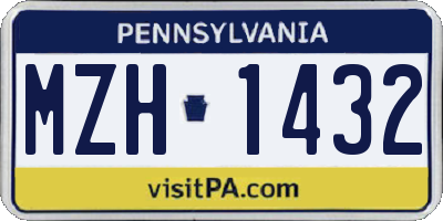 PA license plate MZH1432