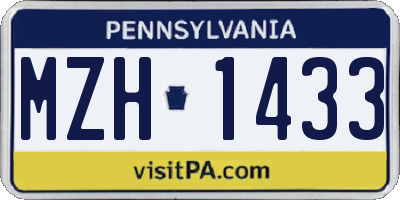 PA license plate MZH1433