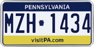 PA license plate MZH1434