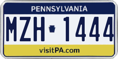 PA license plate MZH1444