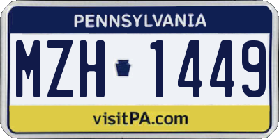 PA license plate MZH1449