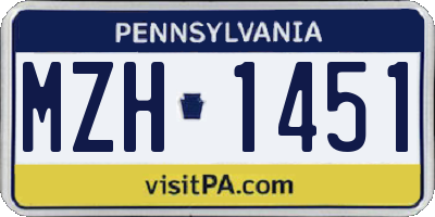 PA license plate MZH1451