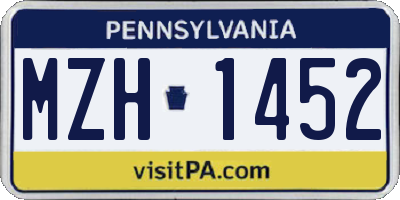 PA license plate MZH1452