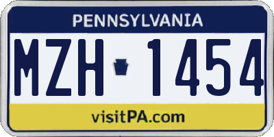 PA license plate MZH1454