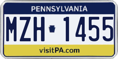 PA license plate MZH1455