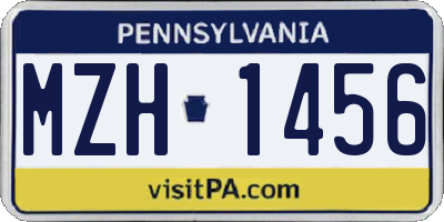 PA license plate MZH1456