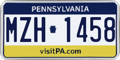 PA license plate MZH1458
