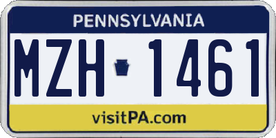 PA license plate MZH1461