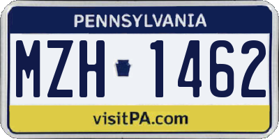 PA license plate MZH1462